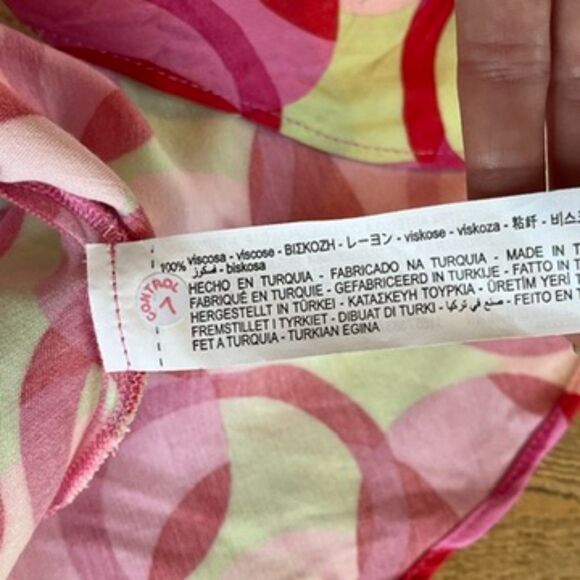 Zara Retro Print Satin Mini Slip Dress Pink Green Multicolor Medium Corset NEW - Picture 5 of 9